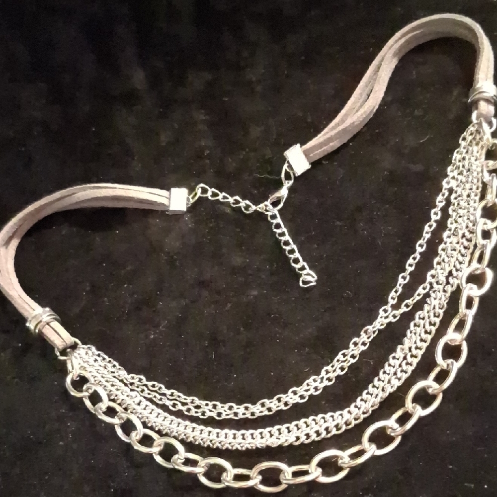 Express Silver Layered Necklace with Adjustable Clasp